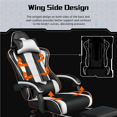 thumbnail image 6 of Yaheetech Reclining Gaming Chair with Folding Footrest and Massage Lumbar Pillow, Black/White, 6 of 9
