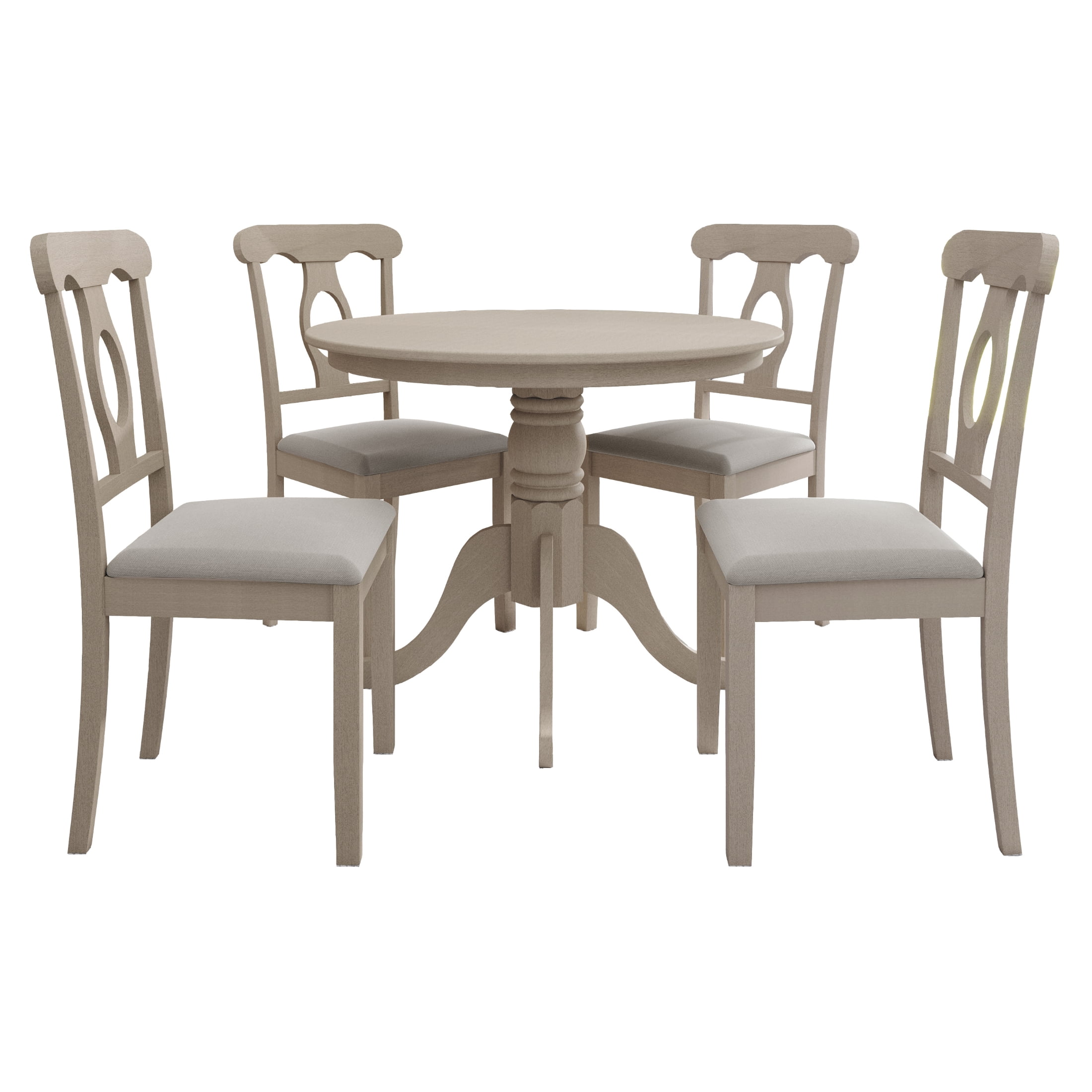 Castle Place 5-Piece Elegant Wooden Indoor Dining Table and Chairs Set, Antique Gray