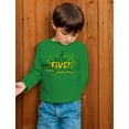 thumbnail image 3 of FIVE! Superhero Fifth Birthday - 5 Years Old Gift Idea Long sleeve kids T-Shirt X-Large Green, 3 of 6