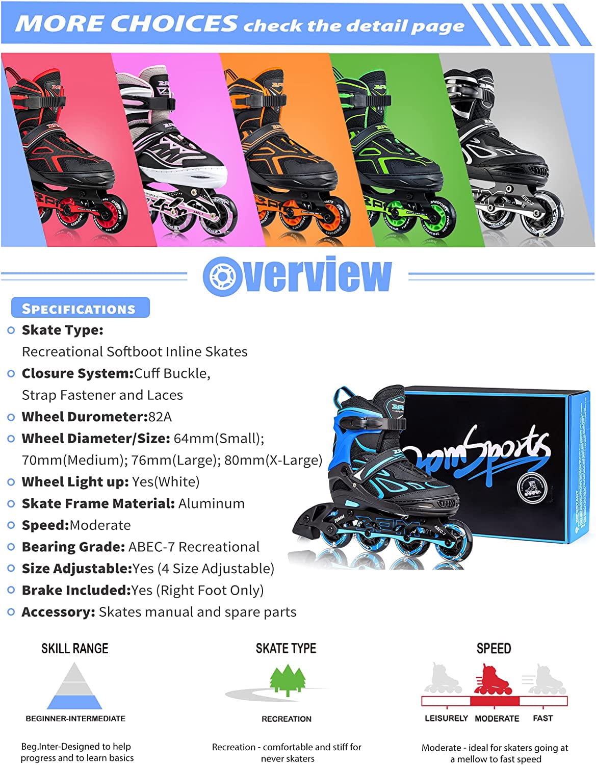 Adjustable Flashing Inline Skates, All Wheels Light Up, Fun Illuminating Skates for Kids Men Adult Women and Boys