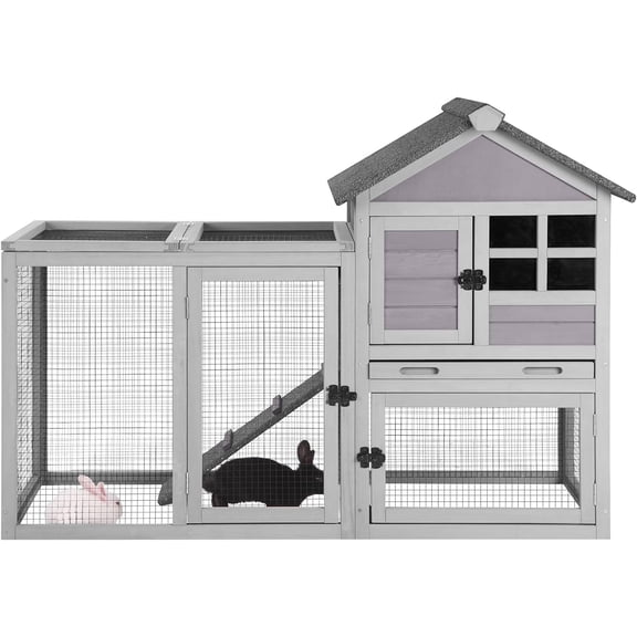 BUTINGLALE Rabbit Hutch Chicken Coop Expandable Indoor Bunny Cage Outdoor Guinea Pig Cage with Run 51.6" L