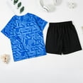 thumbnail image 6 of Kayannuo Graphic Tee Crew Neck Fashion Boys' Casual Short Sleeve Round Neck Collar Botton Short Pants Sports Suit 3-14Years Summer Clothes (Blue,6 Years), 6 of 6