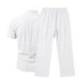 thumbnail image 6 of hotojiny Mens 2 Piece Outfits Casual Summer Vacation Beach Wear Classic Fit Button down Shirt with Straight Leg Pants Set(White,Medium), 6 of 7