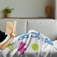 thumbnail image 3 of Saying Soft Flannel Fleece Throw Blanket, Typography Doodle Eat Beach Sleep Repeat Motive Message, Cozy Plush for Indoor and Outdoor Use, 60" x 80", White Multicolor, by Ambesonne, 3 of 5