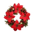 thumbnail image 2 of Christmas Wreath Holiday Decoration Wreath Adornment with Berries Clusters and Balls for Fireplaces Door Holiday Centerpieces Big Flower, 2 of 10