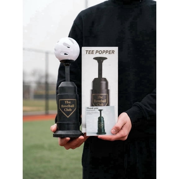 The Baseball Club Tee Popper Batting Tee for Solo Hitting Practice Baseball and Softball Training