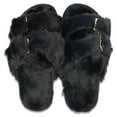 thumbnail image 4 of LAVRA Girls Double Strap Sandals Kids Fuzzy Fur Slides Flatform Shoes, 4 of 5