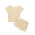 thumbnail image 1 of Seyurigaoka Baby Ribbed Color Block Short Sleeve Round Neck T-shirt + Shorts, 1 of 10