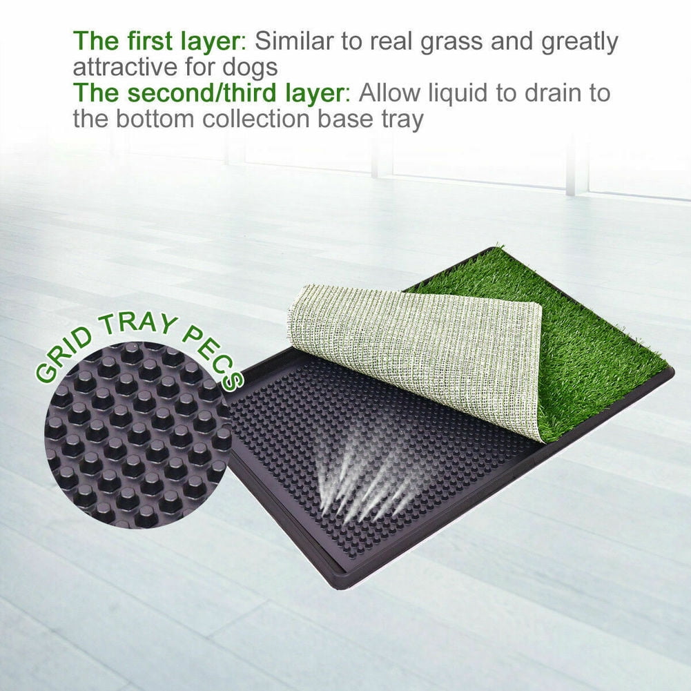 LOMANTOWN Fake Grass Dog Potty Pad Portable Dog Turf Trainer Grass with Tray, 30"x20"