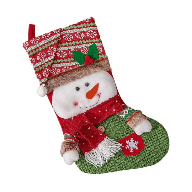 Colgantes navideños con forma de calcetines para decorar el árbol de Navidad o la chimenea. Muñeco de nieve