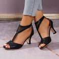thumbnail image 6 of Viluyesy Womens Heeled Sandals, Open Toe Sexy Mesh Back Zipper Office Wedding Party Shoes Black, 6 of 9