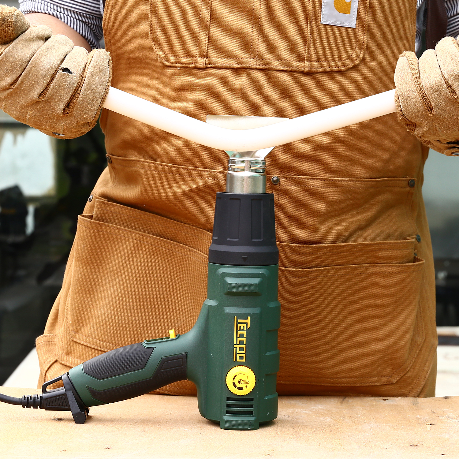 TECCPO TAHG08P 1500W Hot Air Gun, with Temperature Control, Green