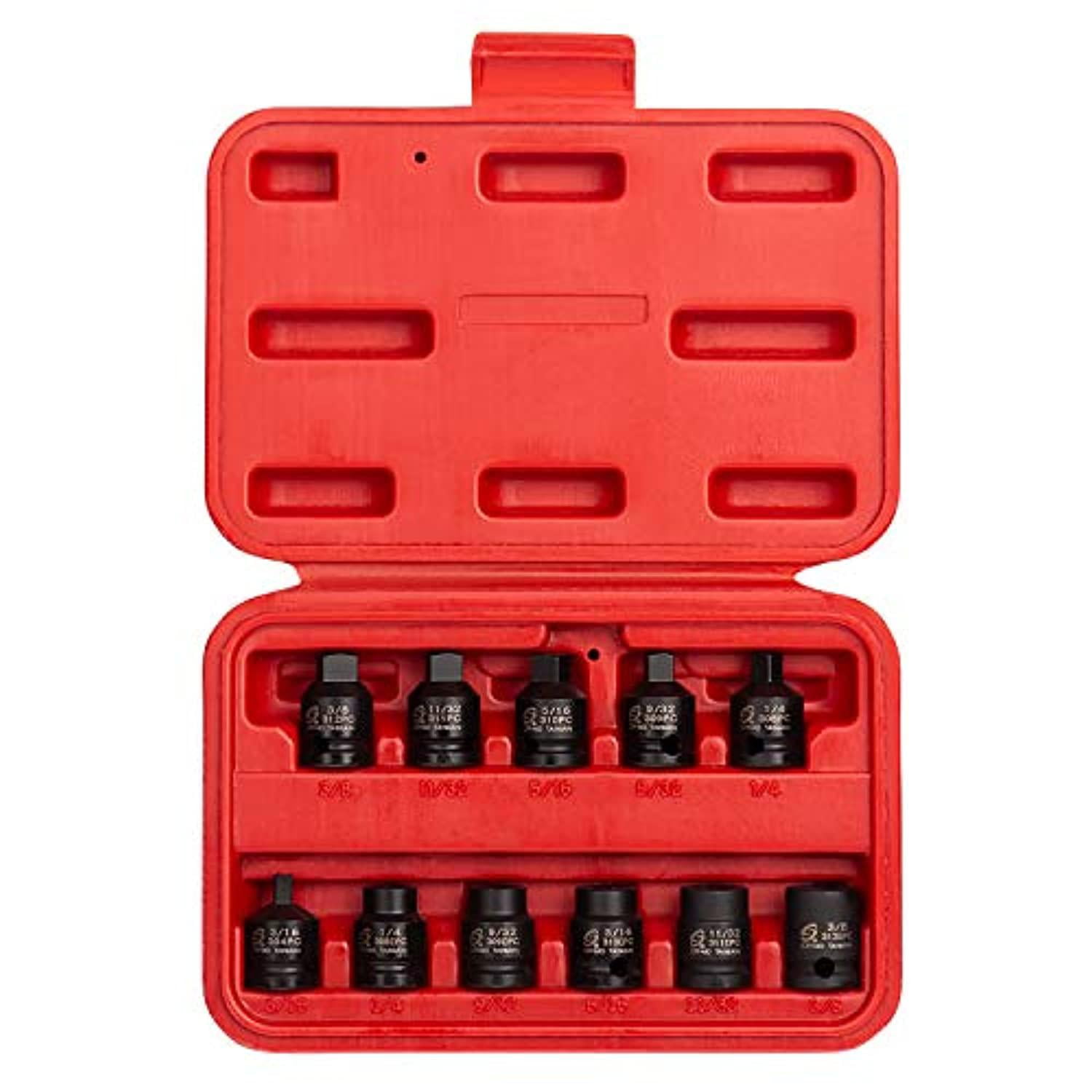 sunex 3841, 3/8 inch drive pipe plug socket set, 11piece, sae, 7/16" 5/8", crmo steel