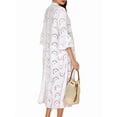 thumbnail image 2 of Women'S 2025 Lace Eyelet Embroidery Maxi Dress V-Neck Trumpet Sleeve Boho Flowy Swing Dress White M, 2 of 9