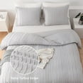 thumbnail image 4 of Boho Washed Microfiber Light Gray Duvet Cover Set Striped Textured Duvet Cover Tufted Bedding Set,Queen Size, 4 of 5