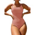 thumbnail image 5 of Kmbangi Women's Summer Swimsuit Spaghetti Strap Solid Color Textured One Piece Bathing Suit, 5 of 5