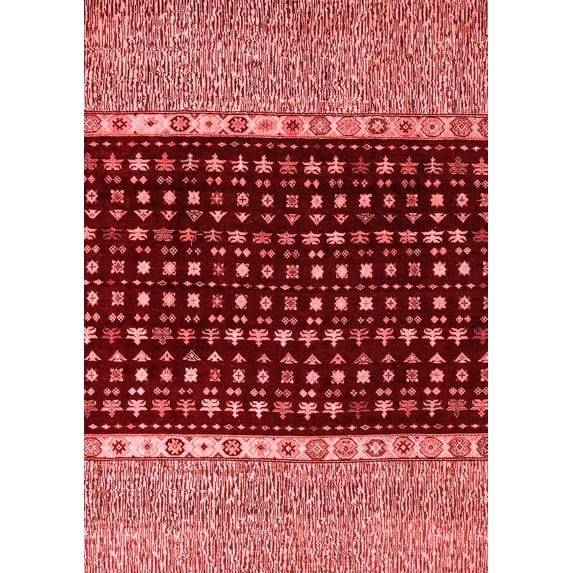 Ahgly Company Indoor Rectangle Abstract Red Modern Area Rugs, 5' x 8'