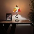 thumbnail image 2 of Tiffany Table Lamp Red Orange Stained Glass Rose Flowers LED Bulb Included for Living Room Bedroom Bedside 8"W*8"D*16"H, 2 of 5