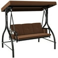 thumbnail image 6 of Dextrus Outdoor Patio Swing Chair, 3 Person Porch Swing with Adjustable Canopy, Removable Cushion, Suitable for Garden, Poolside, Balcony,(Brown), 6 of 6