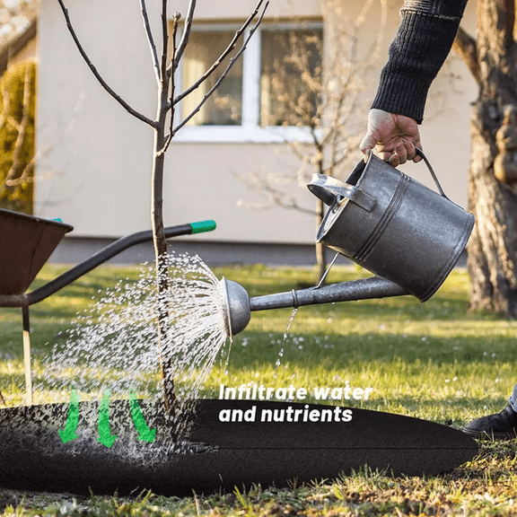 10 pack non-woven fabric tree cover ring, biodegradable tree protection pad, reusable weed barrier for weed control and root pro