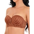 thumbnail image 2 of Deyllo Women Push up Strapless Bra Plus Size Lace Underwire No-slip Padded Invisible Bra,Brown 34C, 2 of 5
