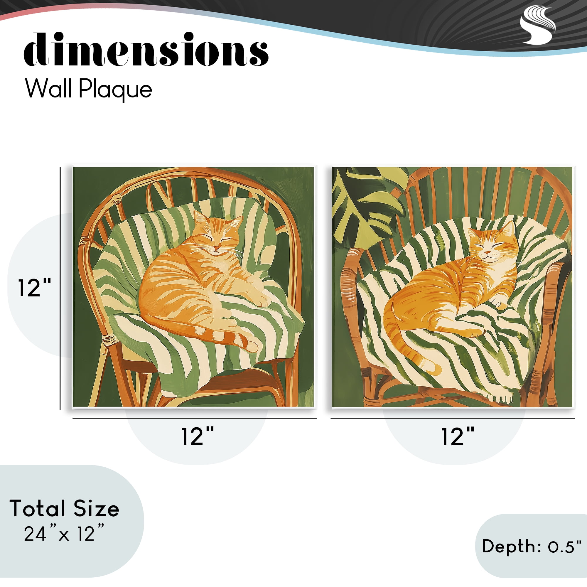 Stupell Industries Cozy Cats in Rattan Chairs 2 Piece Wall Plaque Art Set, design by Walker Noble