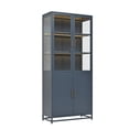 thumbnail image 5 of Montary 76.75" LED Curio Cabinet with 3-Sided Glass & Double Doors, Steel Frame for Collectibles/Figures/Trophies - Dark Blue, 5 of 9