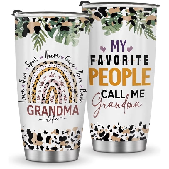 Gifts for Grandma Tumbler Mug, Mothers Day Birthday Christmas Valentines gift for Women Grandmother 20oz Stainless Steel Slider Lid Insulated Car Home Office Travel coffee cup