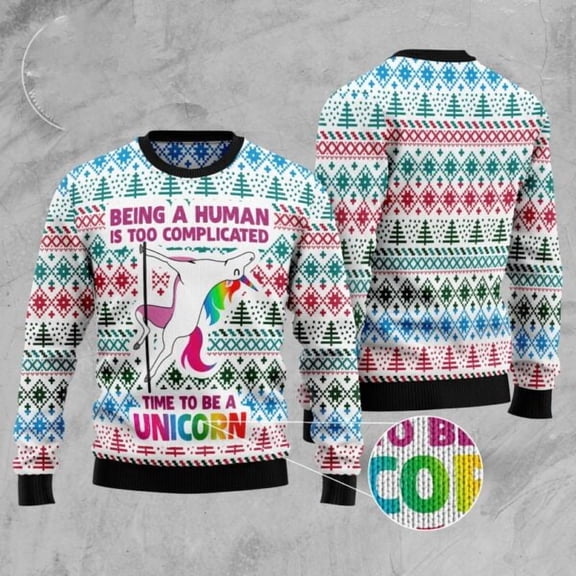 Be A Unicorn Ugly Christmas Sweater, Christmas Sweater, Ugly Sweater, Funny Xmas Sweaters