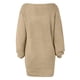 thumbnail image 5 of Vestido de punto de manga larga para mujer para otoño/invierno - Sin hombros, material acrílico, color liso, estilo informal para el día a día y las fiestas, 5 of 6