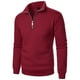 thumbnail image 1 of Blusa y camisa de manga larga con cuello alto para hombre, informal, lisa, con cuello alto y cremallera, de manga larga, de poliéster, 1 of 9