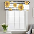 thumbnail image 2 of Sunflowers Window Valance for Kitchen, Black White Strips Farm Watercolor Floral Rod Pocket Short Curtain for Small Windows, Light Filtering Decorative Valance, 60 x 18 Inch, 1 Panel, 2 of 6