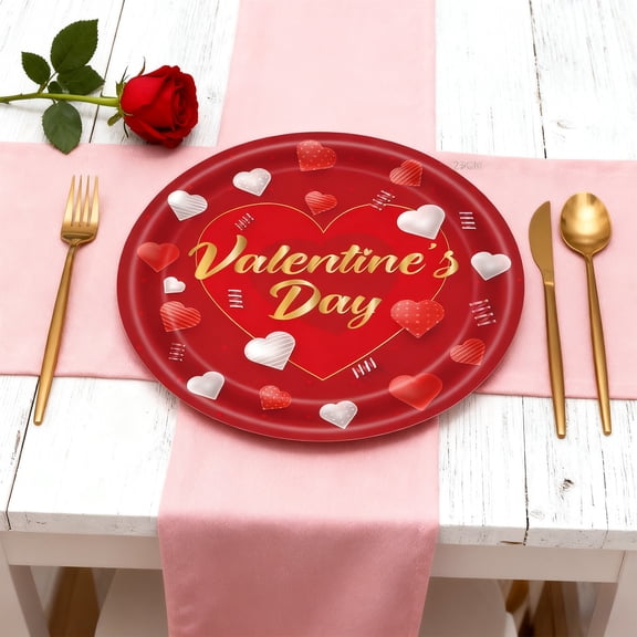 WMTOKK Heart-shaped Dinner Plates, 20pcs (9inch) - Valentine's Day Valentine Decorations