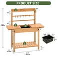 thumbnail image 4 of Uforic Outdoor Workstation with Sliding Tabletop & Hooks, Weatherproof Wood Potting Bench, Natural, 4 of 8