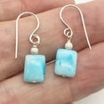 thumbnail image 6 of Hemimorphite, Flat Rectangle Bead Drop/Dangle Earrings | 1 1/4" Long | Blue |, 6 of 9