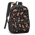 thumbnail image 2 of Football Arrow Black Pattern 17" School Backpacks for Teens,Waterproof Oxford Fabric,S-Shape Padded Straps for School,Travel,Hiking,Camping, 2 of 6