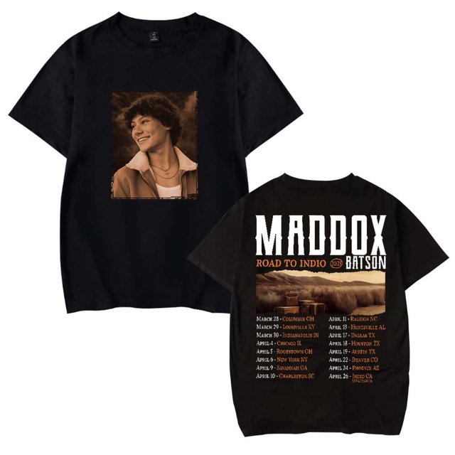 T-Shirt Maddox Batson Road To Indio Tour 2025 Femmes Hommes Décontracté Col Rond Manches Courtes Mode Tee
