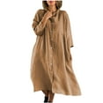 thumbnail image 2 of Robes pour Femmes 2023 Robes d'Été Mode Femmes Automne Solide Décontracté Col Rabattu Manches Longues Robe de Vacances à Boutons, 2 of 6