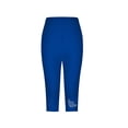 thumbnail image 5 of Women Capri Leggings 2026 Dressy Casual Summer Capris Knee Length Crop Pants Trendy Lightweight Ladies Clothing (Royal Blue,2XL), 5 of 5