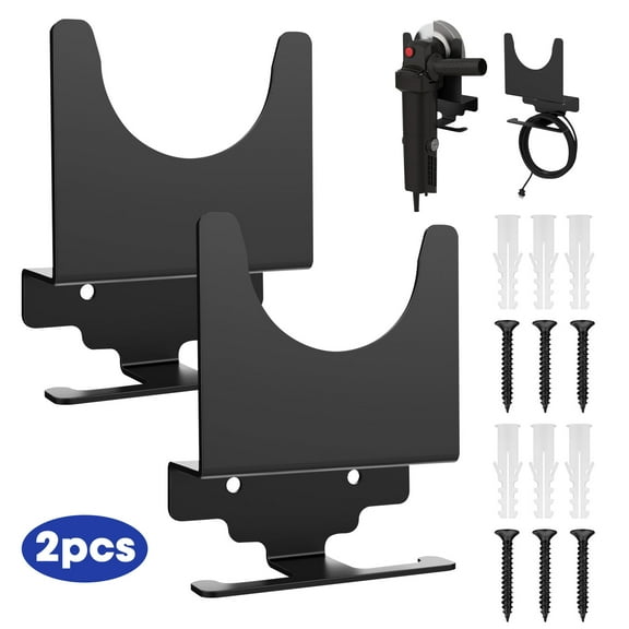 2pcs Angle Grinder Holder, Wall Mount Bracket for 5" Grinder, Polisher Storage Rack Stand with Cord Hook, Garage Tool Hanger for Angle Grinders