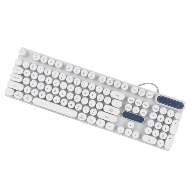 Mechanical Keyboard, 104 Keys USB Wired Keyboard with Colorful Backlit, Waterproof Plug and Play Computer Keyboard with Round Keycaps for Family Office Editing