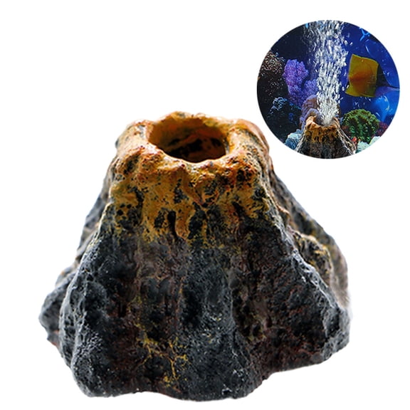 Aquarium Volcano Ornament Kit Realistic Resin Volcanic Decoration with Air Stone Bubbler for Fish Tank Landscape Addition and Oxygenation