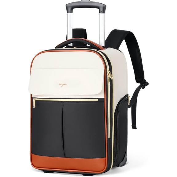 Rolling Backpack for Women, Large Travel Backpack with Wheels Carry on Flight Approved, 15.6 Inch Laptop Wheeled Roller Bag Suitcase for Work Bussiness Weekender (Black,M Underseat Size)