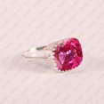 thumbnail image 4 of Pink Sapphire Ring, 925 Sterling Silver Ring, Solitaire Cushion Gemstone Milgrain Ring, Multi Prong Set Ring, Handmade jewelry, Vintage Ring., 4 of 5