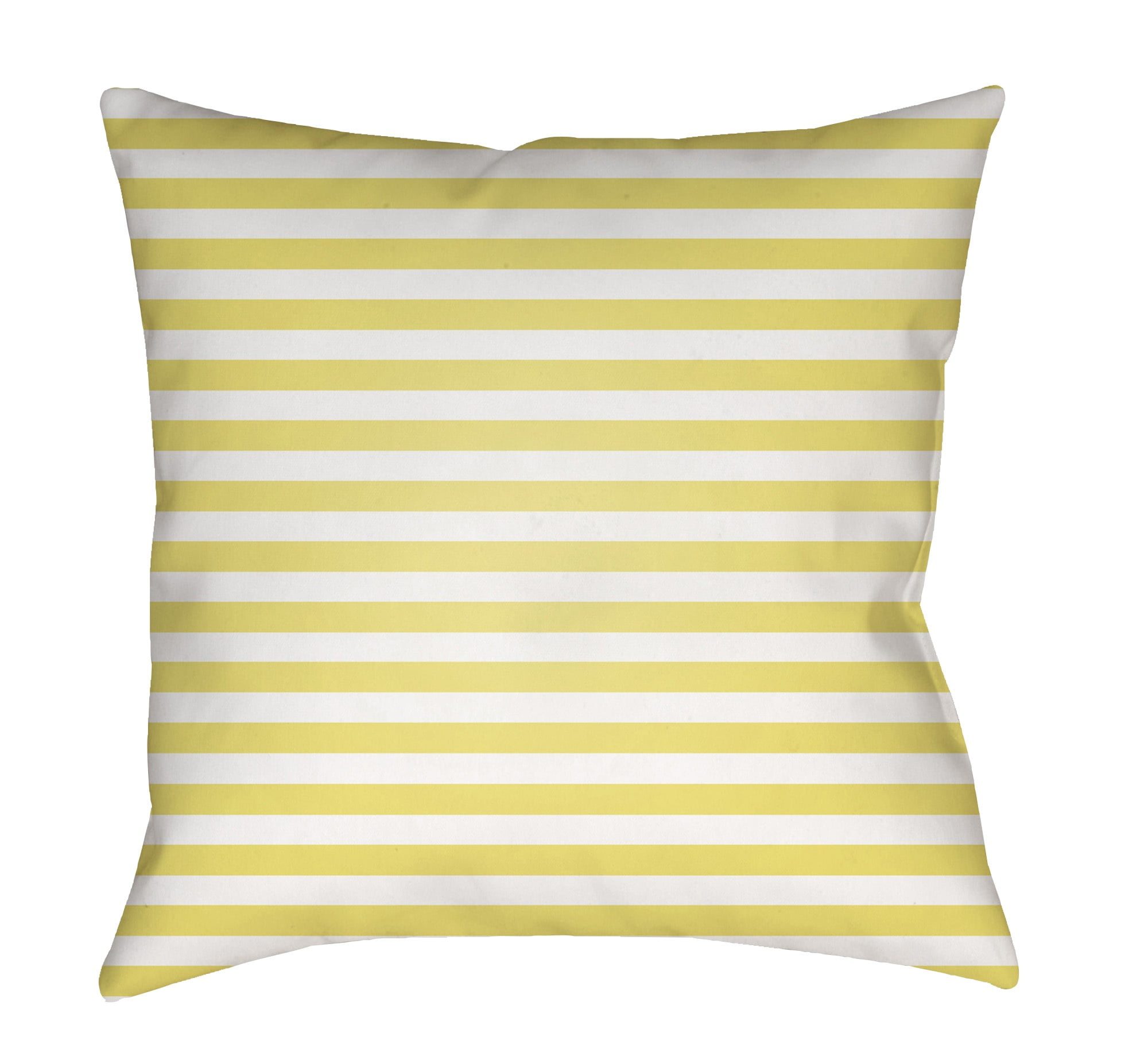 18" Yellow and White Striped Square Throw Pillow Cover with Knife Edge
