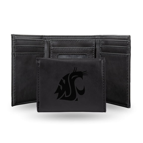 Washington-St-Cougar's Black Trifold Wallet with Clear ID Window