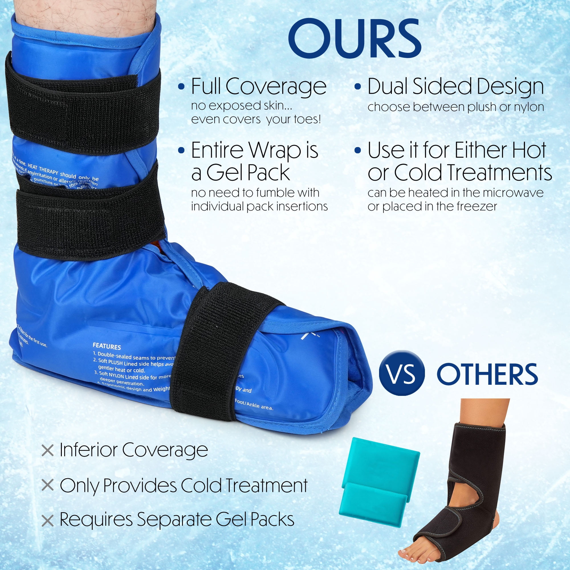 LotFancy Foot Ankle Ice Pack Wrap, Hot Cold Therapy , Large Reusable Gel Ice Pack