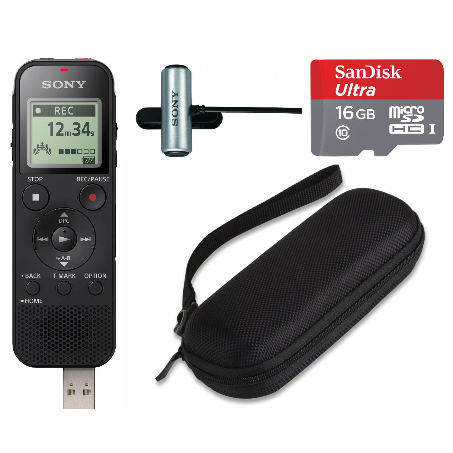 Sony 4GB Digital Voice Recorder with Volume Control, Black, ICDPX470_K6