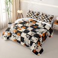 thumbnail image 3 of Feelyou Boho Ghost Floral Twin Quilt Set, Halloween Checkerboard Twin Coverlet Set, Cream, 2 Pieces, 1 Comforter and 1 Pillowcase, 3 of 7