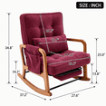 thumbnail image 6 of Homefun Corduroy Rocking Chair Wood Frame with Footrest Adjustable Back Storage Pocket for Nursery Living Room,Wine Red, 6 of 7